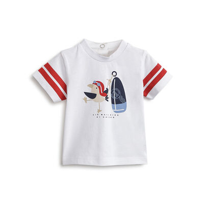 Boys White and Red Graphic Printed Short Sleeve T-Shirt